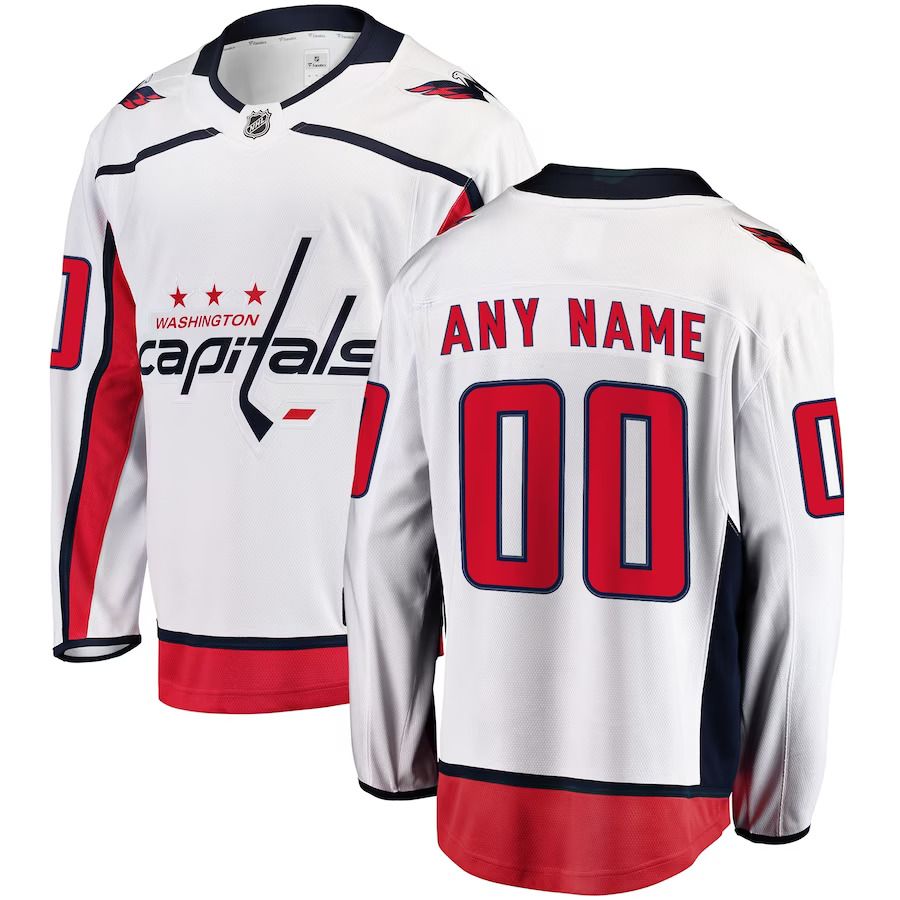 Men Washington Capitals Fanatics Branded White Away Breakaway Custom NHL Jersey